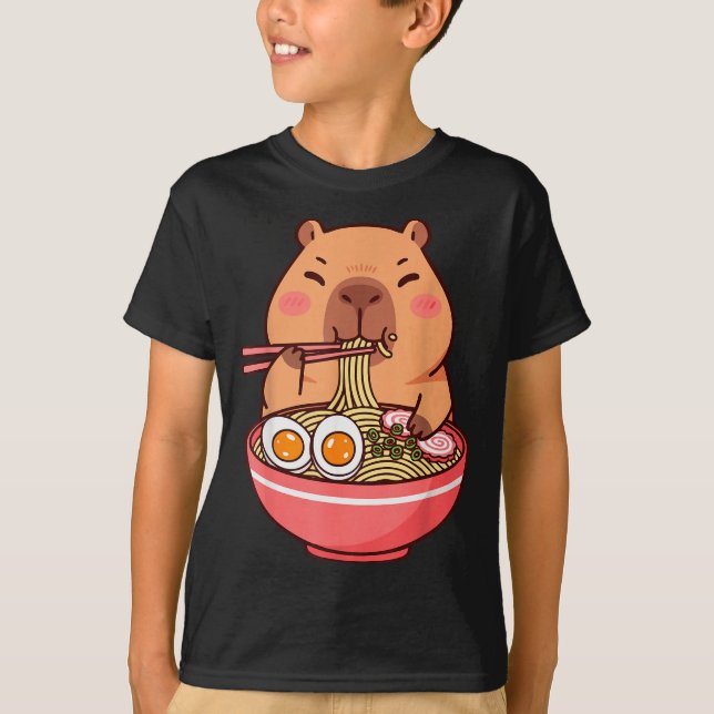 Cute Capybara Ramen Kawaii Kids Boys Girls Cool An T-Shirt (Vorderseite)