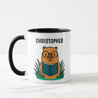 Cute Capybara Reading Book Tasse