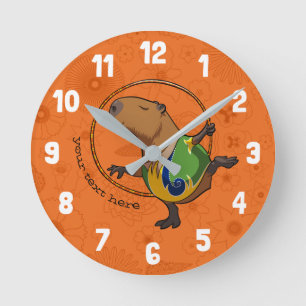 Cute Capybara Rhythmic Gymnastics Hoop Cartoon Runde Wanduhr