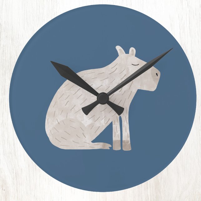 Cute Capybara Runde Wanduhr (Fun capybara art wall clock)