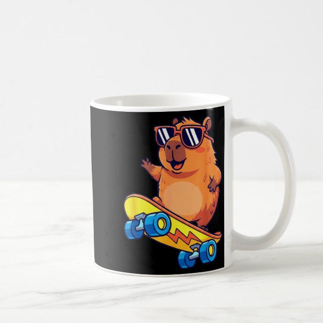 Cute Capybara Skateboarding Chill Animal Lover Art Kaffeetasse (Rechts)