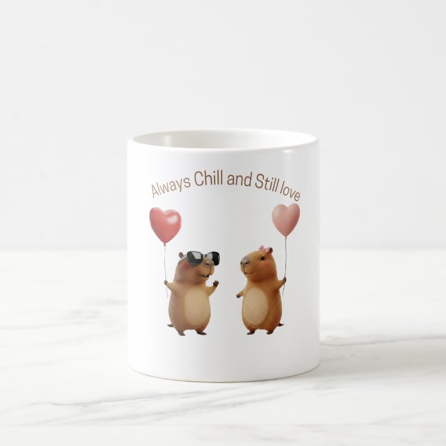 Cute Capybara Valentine Couple Balloon Coffee Mug Zweifarbige Tasse (Mittel)