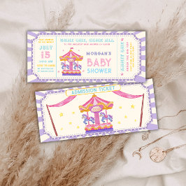 Cute Carousel Circus Ticket Carnival Baby shower Einladung