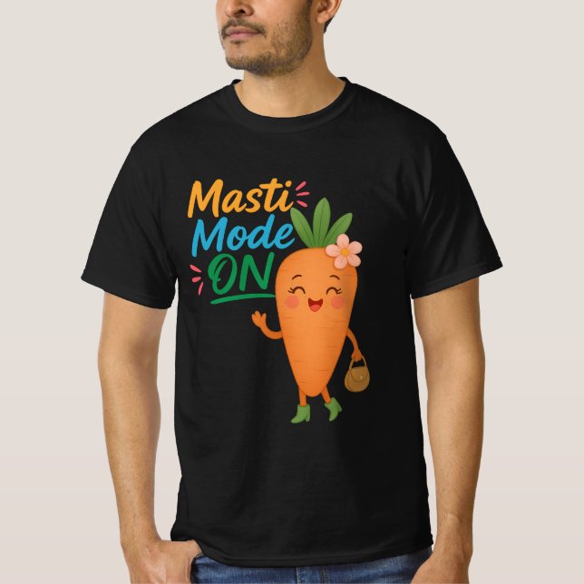 Cute Carrot Masti Mode ON Men’s T-Shirt Funny (Vorderseite)