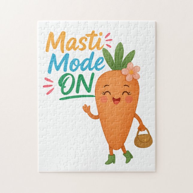 Cute Carrot Masti Mode ON Puzzle Fun Cartoon Cute  (Vertikal)