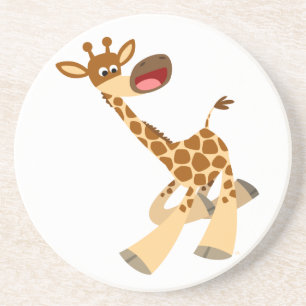 Cute Cartoon Ambling Giraffe Coaster Sandstein Untersetzer