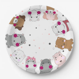 Cute Cartoon Animals Gender Neutral Baby Shower Pappteller