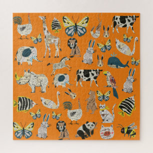 Cute cartoon art work Newspaper Animals Puzzle