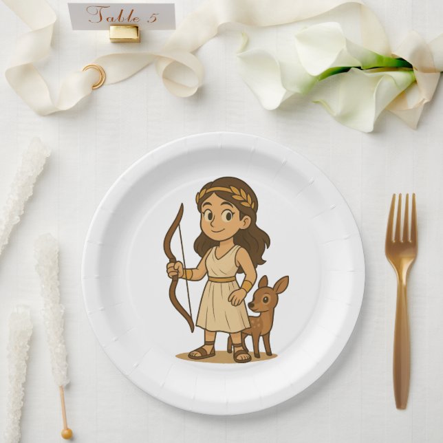 Cute Cartoon Artemis Baby Paper Plates – Greek God Pappteller (Hochzeit)