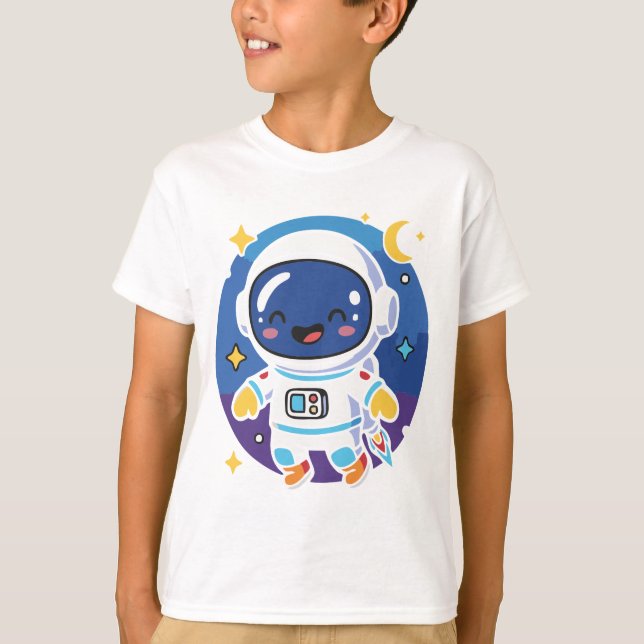 “Cute cartoon astronaut floating in space, playful T-Shirt (Vorderseite)