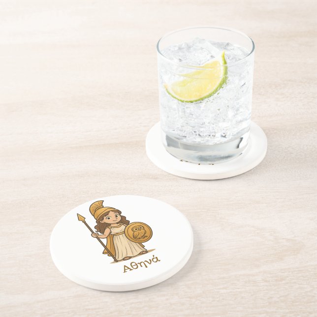 Cute Cartoon Athena Greek Goddess Coaster | Myth Getränkeuntersetzer (Seite)