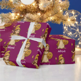 Cute Cartoon Athena – Greek Goddess Custom Geschenkpapier