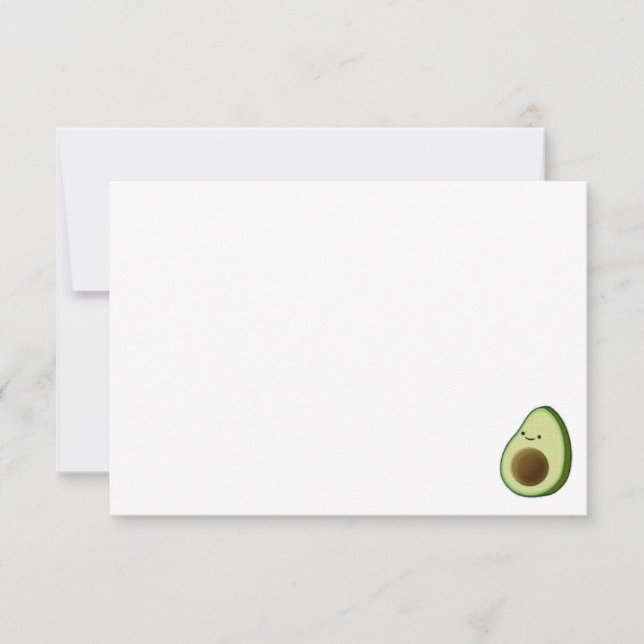 Cute Cartoon Avocado Custom Blank Mitteilungskarte (Vorderseite)