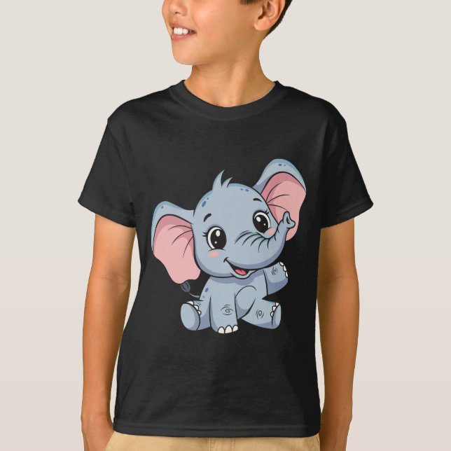 Cute Cartoon Baby Elephant Kids T-Shirt (Vorderseite)