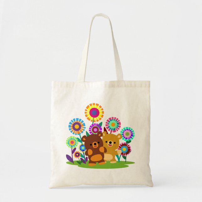 Cute Cartoon Bears' Garden Tote Bag Tragetasche (Vorne)