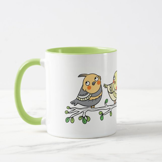 Cute Cartoon Birds Mug, Adorable Bird Illustration Tasse (Links)