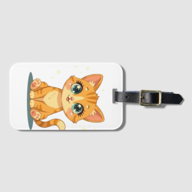 **Cute Cartoon Cat – Adorable Kitty Illustration** Gepäckanhänger (Vorderseite (Horizontal))