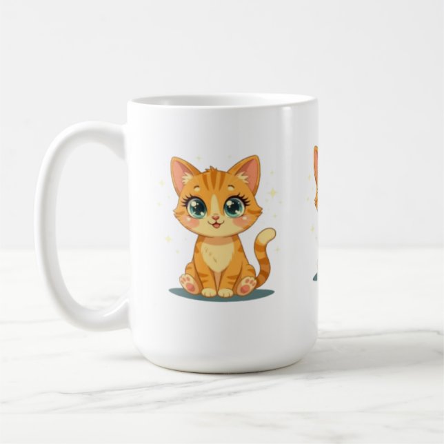 **Cute Cartoon Cat – Adorable Kitty Illustration** Kaffeetasse (Links)
