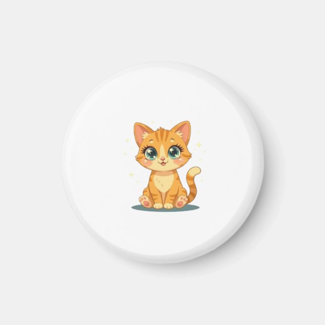 **Cute Cartoon Cat – Adorable Kitty Illustration** Magnet (Vorne)