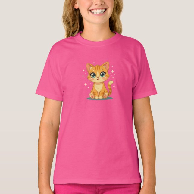 **Cute Cartoon Cat – Adorable Kitty Illustration** T-Shirt (Vorderseite)
