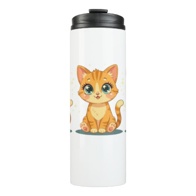 **Cute Cartoon Cat – Adorable Kitty Illustration** Thermosbecher (Vorderseite)