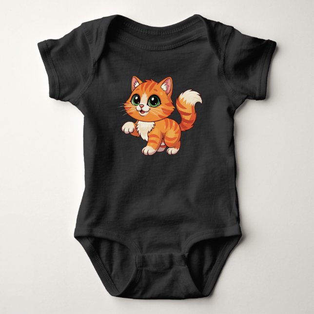 Cute Cartoon Cat Baby Bodysuit  Strampler (Vorderseite)