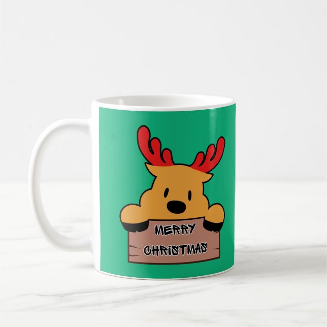 Cute Cartoon Christmas Reindeer  Kaffeetasse (Links)