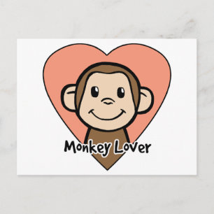 Cute Cartoon Clip Art Smile Monkey Love in Heart Postkarte
