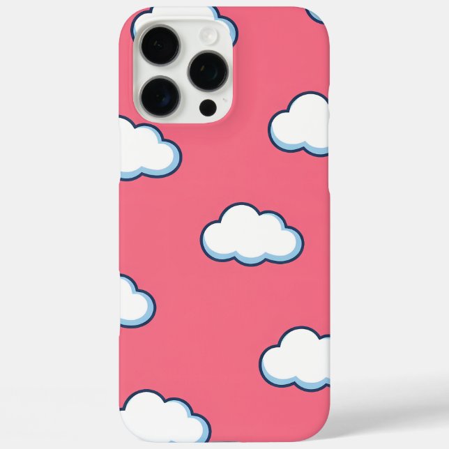 Cute Cartoon Cloud Pattern on Pink Case-Mate iPhone Hülle (Rückseite)