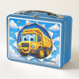 Cute Cartoon Construction Truck Kids Metall Brotdose
