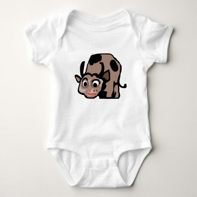 Cute Cartoon Cow Baby Bodysuit Strampler (Vorderseite)