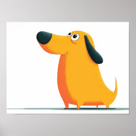 Cute Cartoon Dachshund Illustration – Funny Sausag Poster