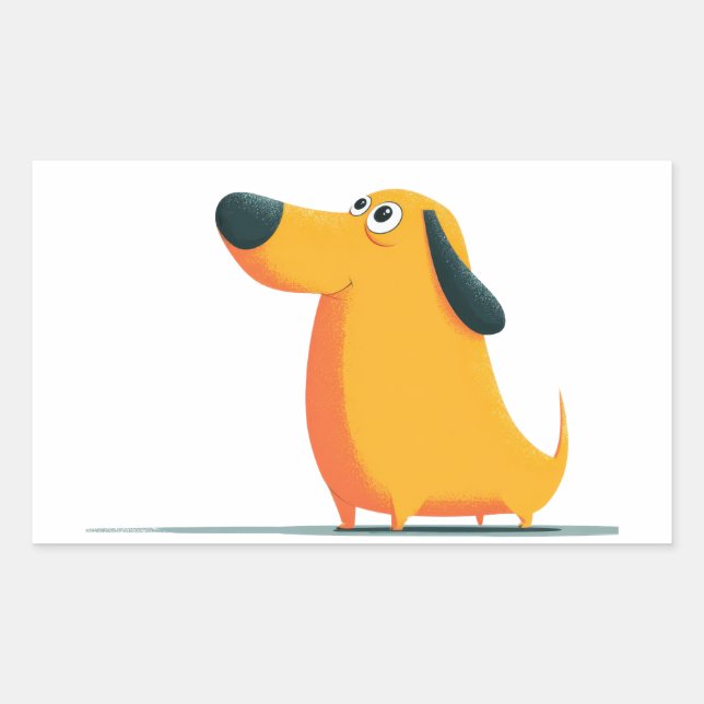 Cute Cartoon Dachshund Illustration – Funny Sausag Rechteckiger Aufkleber (Vorderseite)