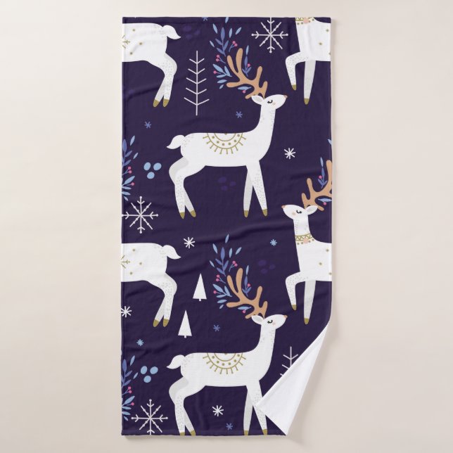 Cute cartoon deer seamless pattern, nursery backgr badehandtuch (Badehandtuch)