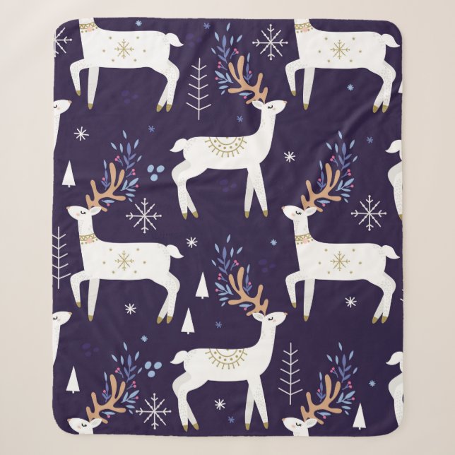 Cute cartoon deer seamless pattern, nursery backgr sherpadecke (Vorderseite)