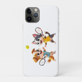Cute Cartoon Dog and Cat Playing Padel Tennis – Fu Case-Mate iPhone Hülle