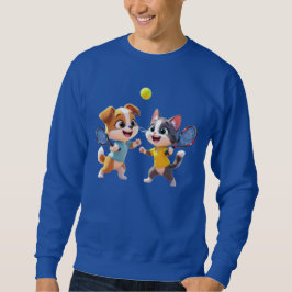Cute Cartoon Dog and Cat Playing Padel Tennis – Fu Sweatshirt