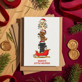 Cute Cartoon Dog Christmas Card – Santa Helpers Feiertagskarte