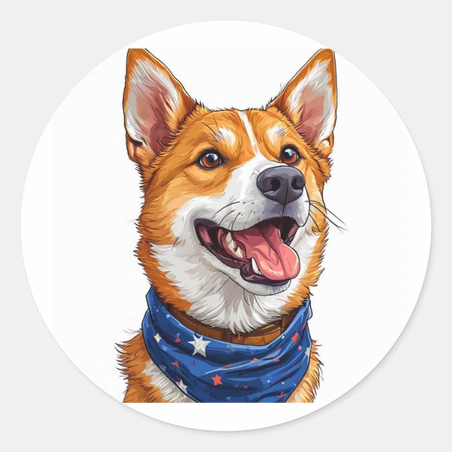 Cute Cartoon Dog Runder Aufkleber (Vorderseite)