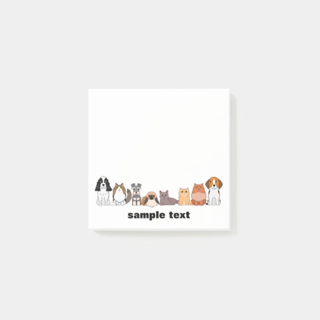 cute cartoon dogs and cats post it post-it klebezettel (Vorderseite)