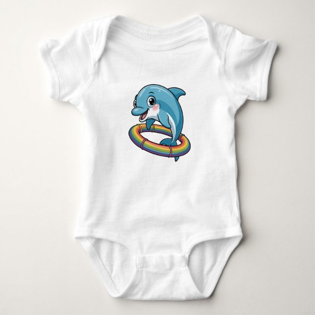 Cute Cartoon Dolphin Jumping Baby Strampler (Vorderseite)