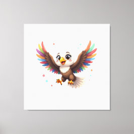 Cute Cartoon Eagle Flying – Friendly Vector Art Leinwanddruck