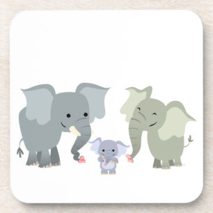 Cute Cartoon Elephant Family Coasters Set Getränkeuntersetzer