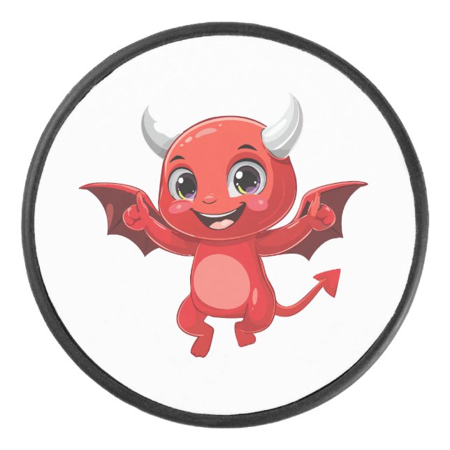 Cute cartoon flying devil eishockey puck (Vorderseite)