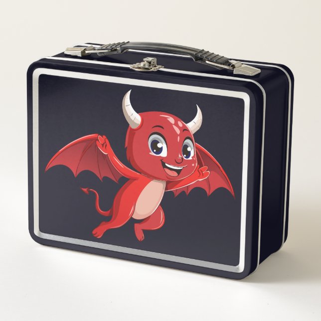 Cute cartoon flying devil metall brotdose (Vorderseite)
