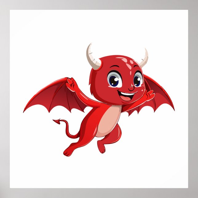 Cute cartoon flying devil poster (Vorne)