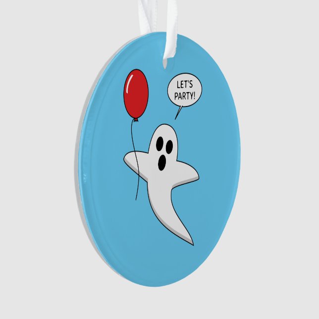 Cute Cartoon Ghost with Red Balloon Ornament (Vorderseite)