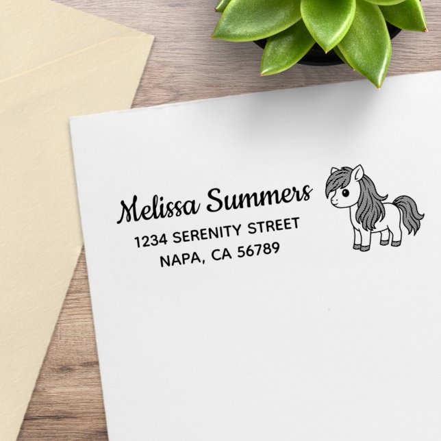 Cute Cartoon Horse Pony Return Address Gummistempel (Von Creator hochgeladen)