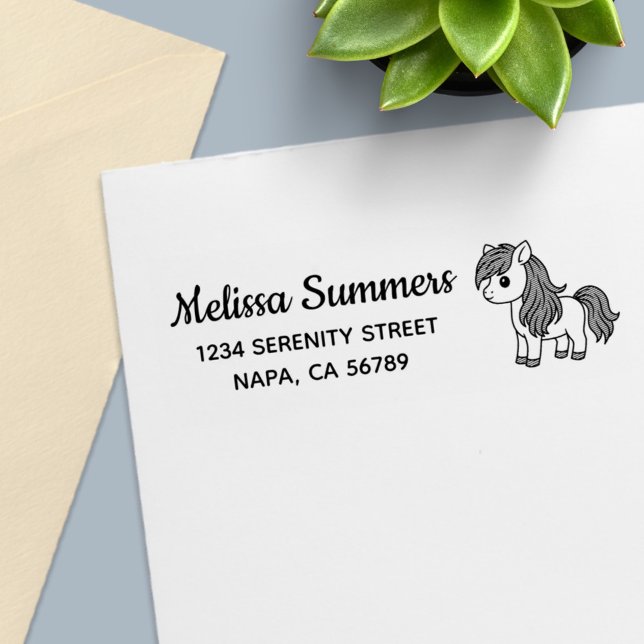 Cute Cartoon Horse Pony Return Address Permastempel (Von Creator hochgeladen)