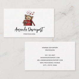 Cute Cartoon Kitten in a Box with Hearts Visitenkarte